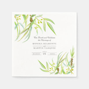 Serviette En Papier Mariage Eucalyptus feuille vert