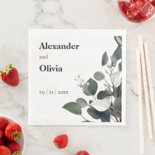 Serviette En Papier Mariage Eucalyptus moderne