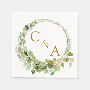 Serviette En Papier Mariage eucalyptus moderne et élégant