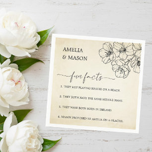 Serviette En Papier Mariage Faits Amusants Floraux Script Vintage 