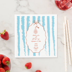 Serviette En Papier Mariage fantaisiste à rayures manuscrites et peint