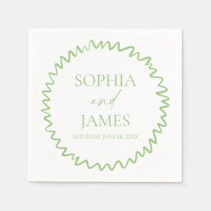 Serviette En Papier Mariage Fantaisiste Citron Vert Bordure Ondulée