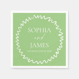 Serviette En Papier Mariage Fantaisiste Citron Vert Bordure Ondulée