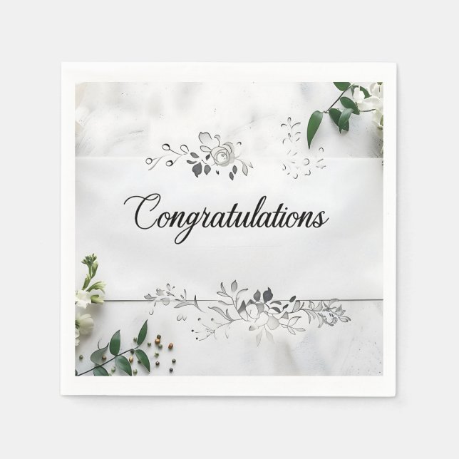 Serviette En Papier Mariage Félicitations Papier Napkin (Devant)