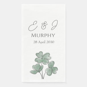 Serviette En Papier Mariage feuille de trèfle irlandais vert aquarelle