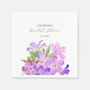 Serviette En Papier Mariage Fleur de Géranium Violet Rose Fête de Mari