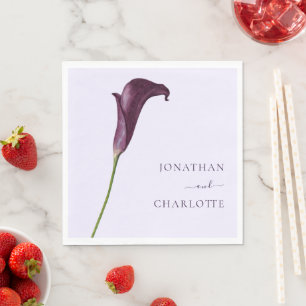 Serviette En Papier Mariage Fleur de Lys Élégant Pourpre