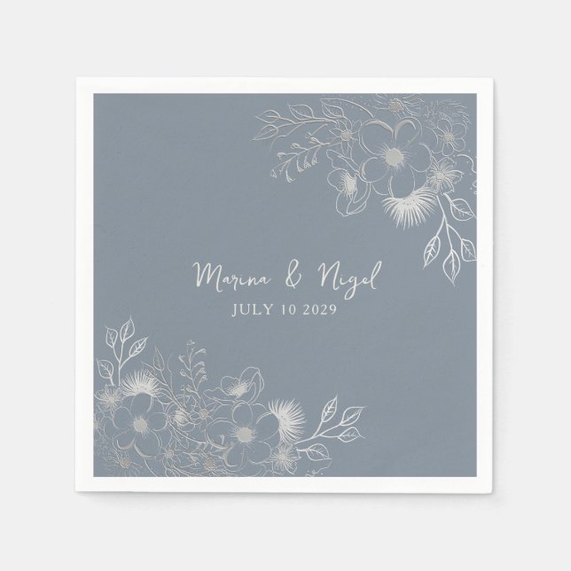 Serviette En Papier Mariage Fleur de Vinca Periwinkle (Devant)