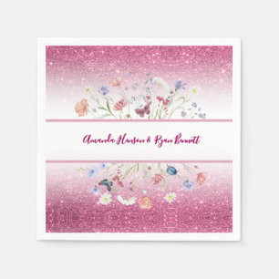 Serviette En Papier Mariage Fleur Florale Aquarelle Rose