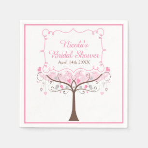 Serviette En Papier Mariage Fleur Rose Oiseau