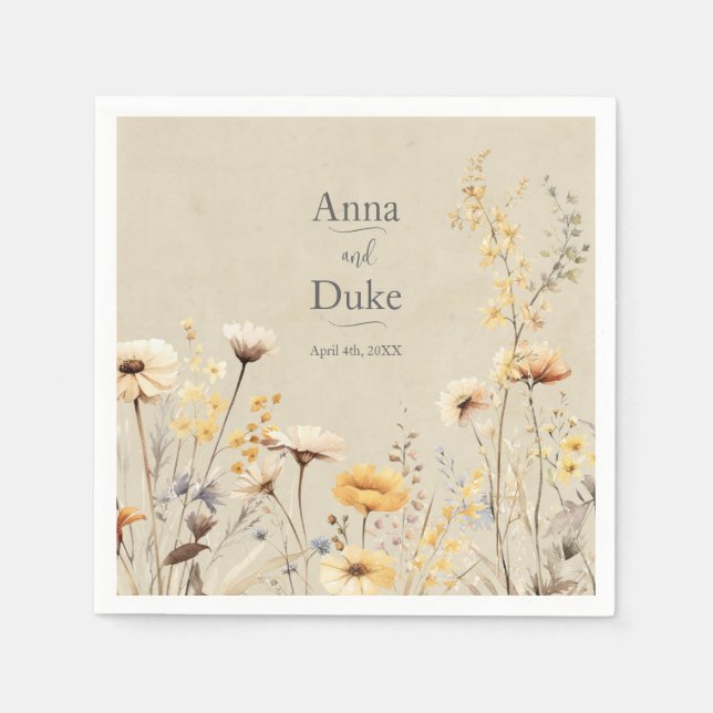 Serviette En Papier Mariage fleur sauvage (Devant)