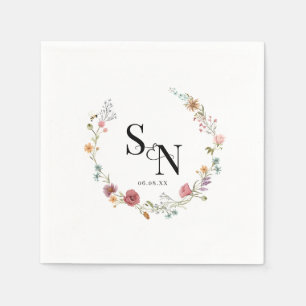 Serviette En Papier Mariage fleur sauvage, Anniversaire de la fête d'e