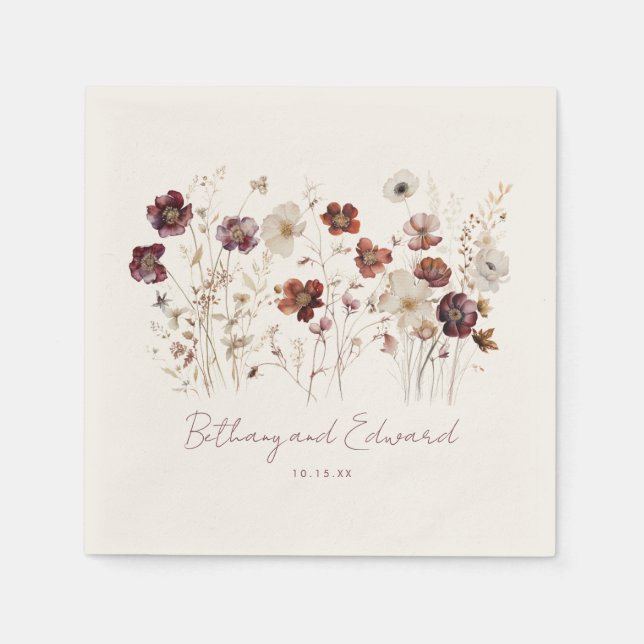 Serviette En Papier Mariage Fleur sauvage Boho Fall (Devant)