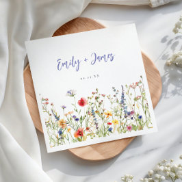 Serviette En Papier Mariage Fleur sauvage coloré