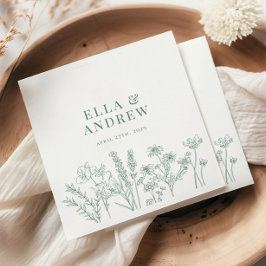 Serviette En Papier Mariage Fleur sauvage de Boho vert printemps