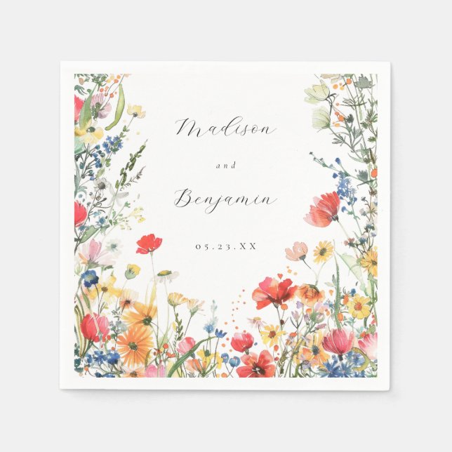 Serviette En Papier Mariage Fleur sauvage en gras (Devant)