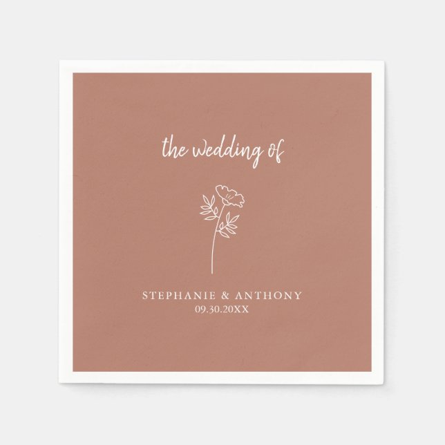 Serviette En Papier Mariage Fleur sauvage en terre cuite (Devant)