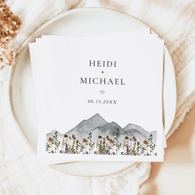 Serviette En Papier Mariage Fleur sauvage HEIDI Muet Boho (Créateur téléchargé)