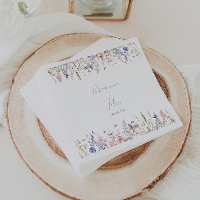 Serviette En Papier Mariage Fleur sauvage multilingue d'été Napkin (Créateur téléchargé)