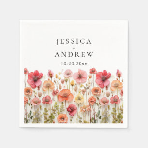 Serviette En Papier Mariage Fleur sauvage Retro Pastel Pink