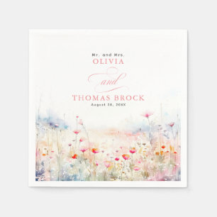 Serviette En Papier Mariage Fleur sauvage Soft Pastel