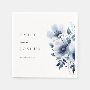 Serviette En Papier Mariage Fleuris Bleu Marine