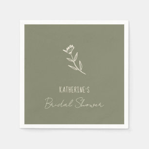Serviette En Papier Mariage Fleuriste Botanique Gribouillage Fait à la