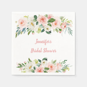 Serviette En Papier Mariage Fleurs Rose Tendres
