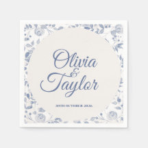 Mariage Floral Aquarelle Bleu Poussiéreux