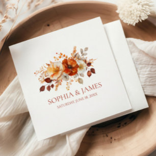 Serviette En Papier Mariage Floral Automnal Élégant Rustique