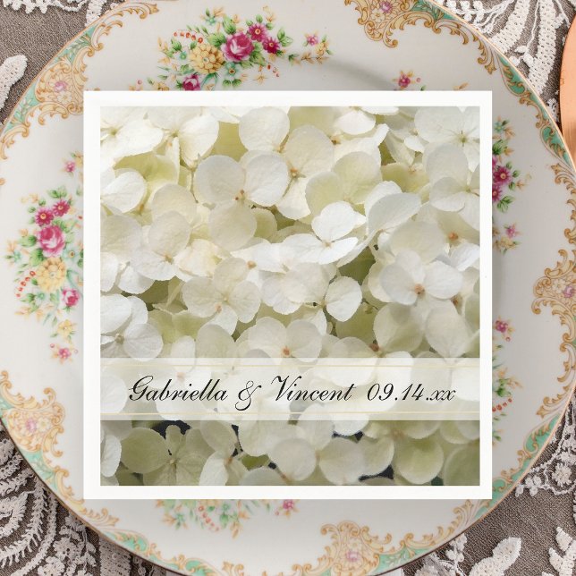 Serviette En Papier Mariage floral blanc Hydrangea (Créateur téléchargé)