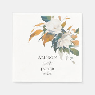 Serviette En Papier Mariage Floral blanc luxuriant