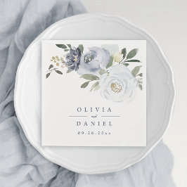 Serviette En Papier Mariage floral bleu pâle fleuri botanique