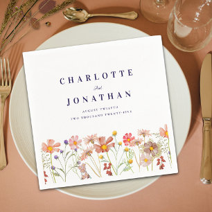 Serviette En Papier Mariage Floral Bohème Automnal Rustique aux Fleurs