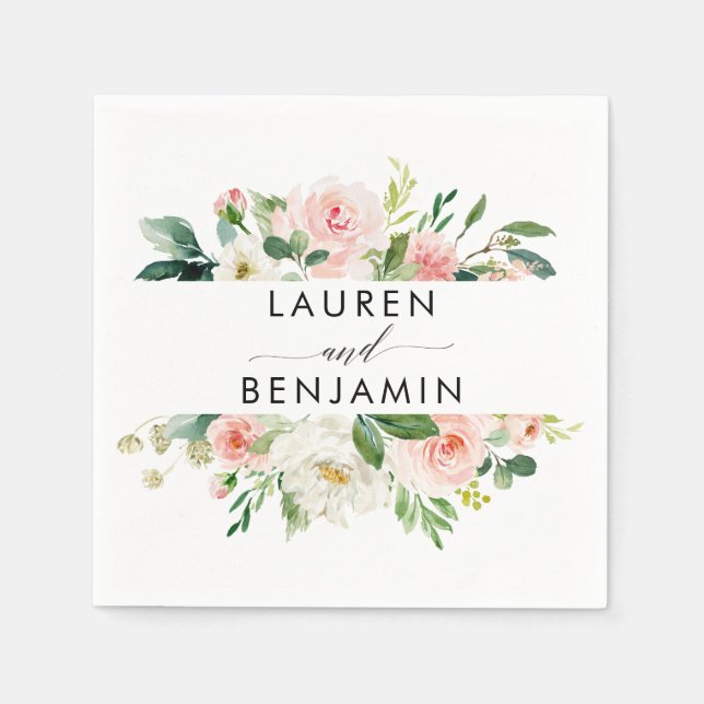 Serviette En Papier Mariage Floral, Boho, Rustique, Mariage moderne (Devant)