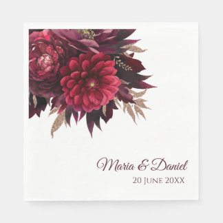 Serviette En Papier Mariage Floral Bourguignon