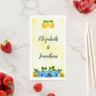 Serviette En Papier Mariage floral citron soleil
