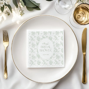 Serviette En Papier Mariage Floral Classique Toile Verte Débutante