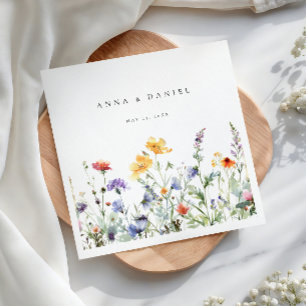 Serviette En Papier Mariage floral d'aquarelle dynamique