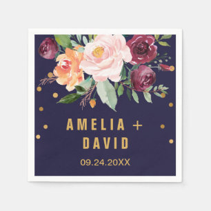 Serviette En Papier Mariage floral d'automne