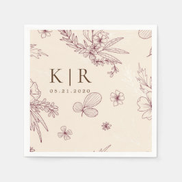 Serviette En Papier Mariage floral de crème moderne