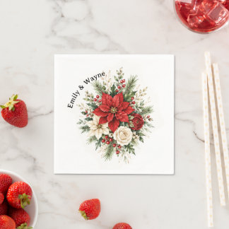Serviette En Papier Mariage Floral de Noël Élégant
