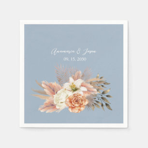 Serviette En Papier Mariage floral de Pêche bleue Dusty