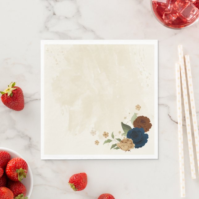 Serviette En Papier mariage floral de terre cuite (En situation)