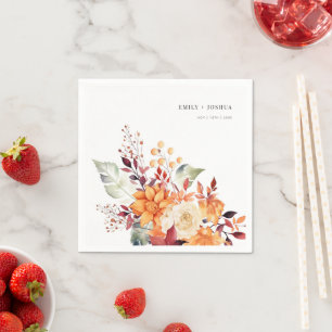 Serviette En Papier Mariage Floral d'hiver d'automne