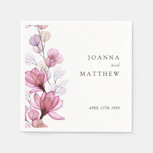 Serviette En Papier Mariage Floral Élégant Moderne Rose Poussiéreux