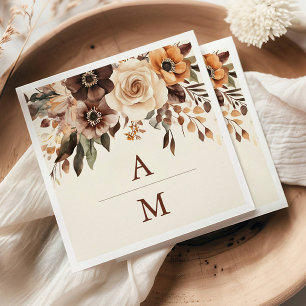 Serviette En Papier Mariage Floral en terre cuite