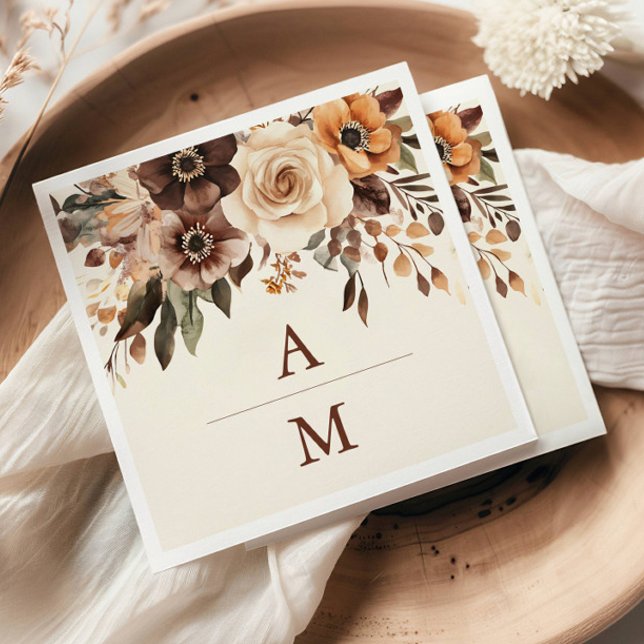 Serviette En Papier Mariage Floral en terre cuite (Créateur téléchargé)