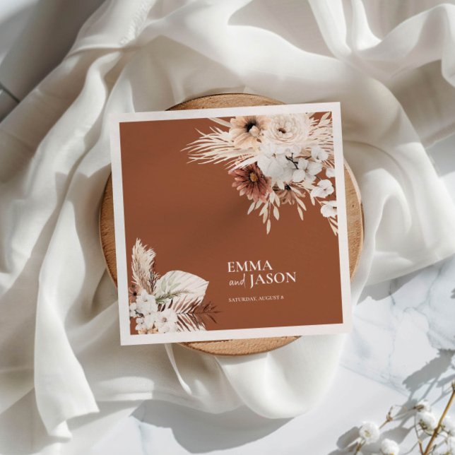 Serviette En Papier Mariage Floral en terre cuite Boho (Créateur téléchargé)