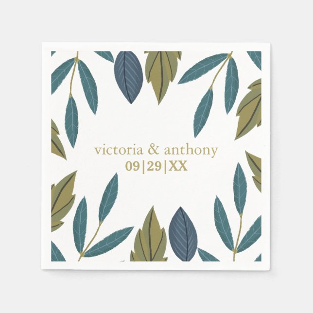 Serviette En Papier Mariage floral feuille rustique (Devant)
